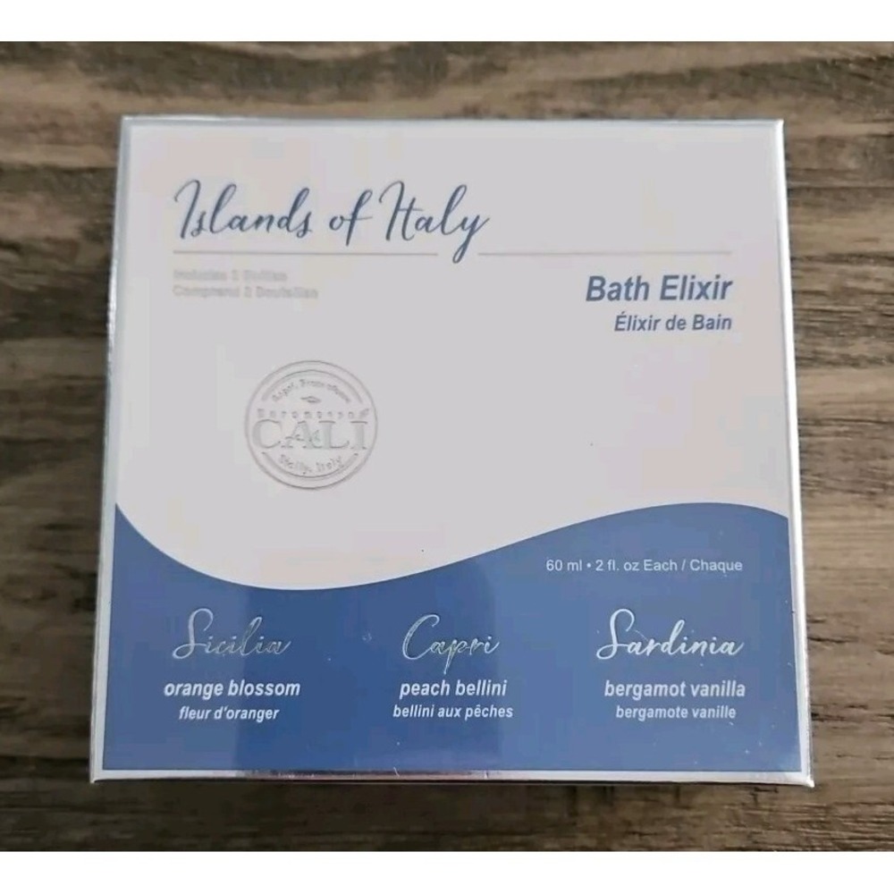 Islands Of Italy Bath Elixir Orange, Peach & Bergamot 2 Fl Oz Each Sealed